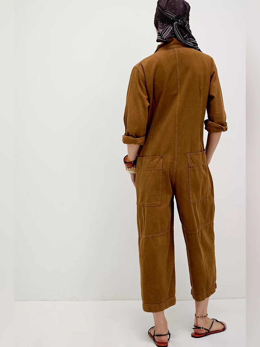 Free People We The Free Margarita Utility Denim Jumpsuit XS Brown - Picture 2 of 14